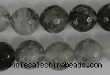 CCQ315 15.5 inches 14mm faceted round cloudy quartz beads wholesale