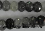 CCQ333 15.5 inches 10*14mm faceted rondelle cloudy quartz beads