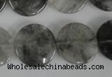 CCQ374 15.5 inches 20mm flat round cloudy quartz beads wholesale