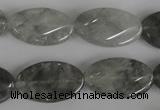 CCQ455 15.5 inches 15*25mm twisted oval cloudy quartz beads wholesale