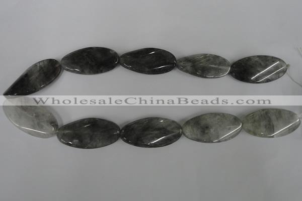 CCQ460 15.5 inches 20*40mm twisted oval cloudy quartz beads wholesale