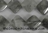 CCQ485 15.5 inches 15*15mm faceted diamond cloudy quartz beads