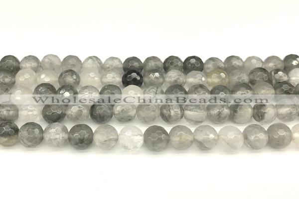 CCQ601 15 inches 8mm faceted round cloudy quartz beads