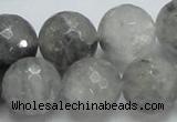 CCQ64 15.5 inches 18mm faceted round cloudy quartz beads wholesale