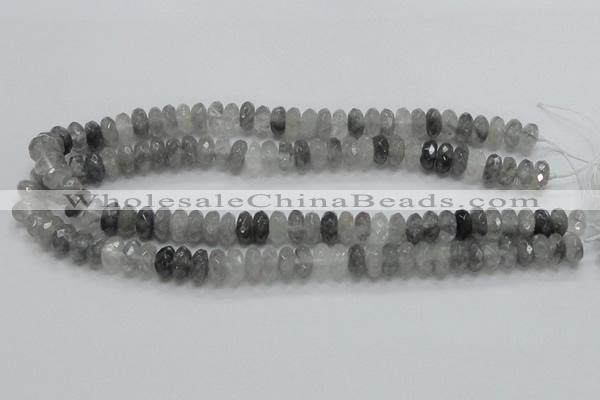 CCQ75 15.5 inches 6*12mm faceted rondelle cloudy quartz beads wholesale