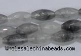 CCQ92 15.5 inches 8*16mm faceted rice cloudy quartz beads wholesale