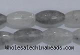 CCQ93 15.5 inches 10*20mm faceted rice cloudy quartz beads wholesale