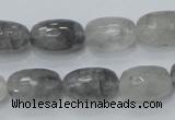 CCQ99 15.5 inches 10*16mm faceted egg-shaped cloudy quartz beads