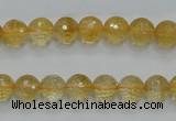 CCR04 15.5 inches 8mm faceted round natural citrine gemstone beads