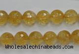 CCR05 15.5 inches 10mm faceted round natural citrine gemstone beads