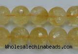 CCR06 15.5 inches 14mm faceted round natural citrine gemstone beads