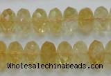 CCR11 15.5 inches 8*14mm faceted rondelle natural citrine gemstone beads