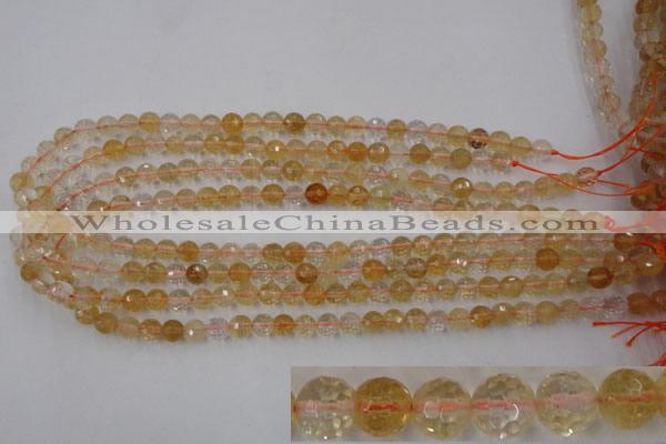 CCR152 15.5 inches 7mm faceted round natural citrine gemstone beads