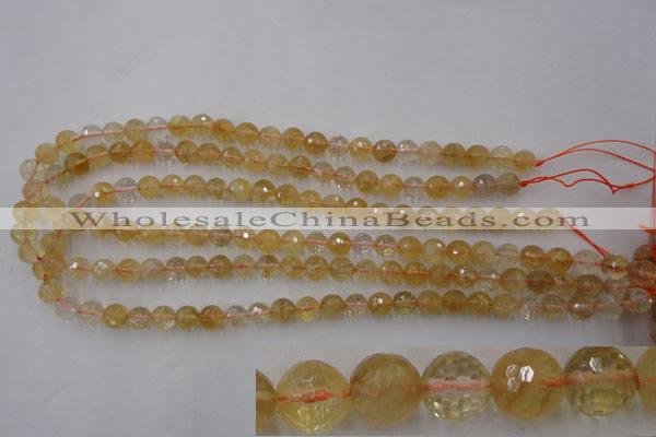 CCR153 15.5 inches 8mm faceted round natural citrine gemstone beads