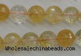 CCR158 15.5 inches 13mm faceted round natural citrine beads