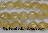 CCR18 15.5 inches 10mm faceted flat round natural citrine gemstone beads