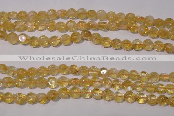 CCR230 15.5 inches 8mm flat round natural citrine gemstone beads