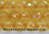 CCR385 15 inches 6mm faceted round citrine beads wholesale