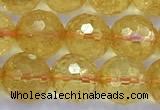 CCR386 15 inches 8mm faceted round citrine beads wholesale