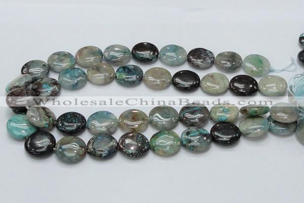 CCS05 15.5 inches 20mm flat round natural chrysocolla gemstone beads