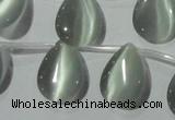 CCT1021 Top-drilled 13*18mm flat teardrop cats eye beads wholesale