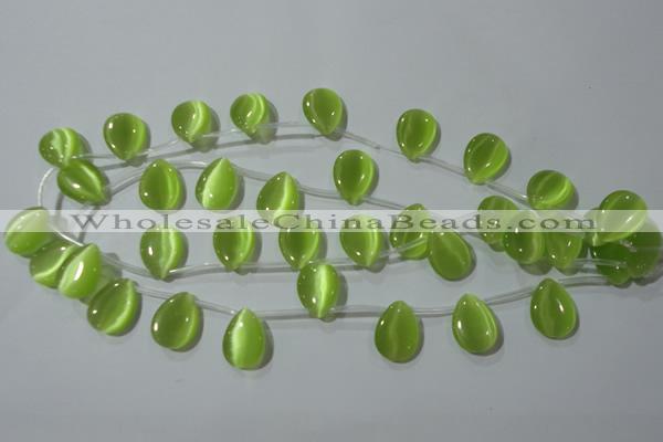 CCT1023 Top-drilled 13*18mm flat teardrop cats eye beads wholesale