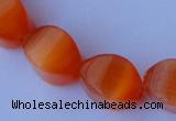 CCT27 14 inches 10*14mm twisted orange red cats eye beads wholesale