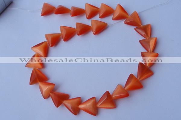 CCT34 14.5 inches 15*16mm triangle orange red cats eye beads wholesale