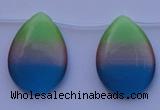 CCT44 14.5 inches 22*30mm flat teardrop mix color cats eye beads