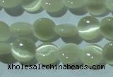 CCT450 15 inches 6mm flat round cats eye beads wholesale