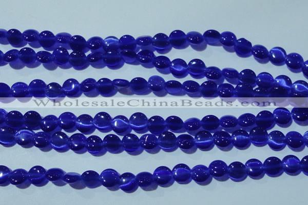 CCT466 15 inches 6mm flat round cats eye beads wholesale