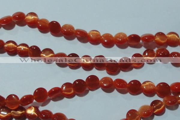 CCT487 15 inches 8mm flat round cats eye beads wholesale