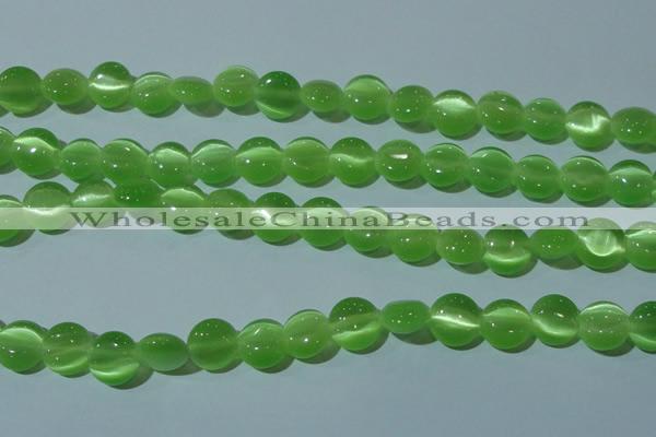 CCT496 15 inches 8mm flat round cats eye beads wholesale