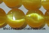 CCT515 15 inches 10mm flat round cats eye beads wholesale