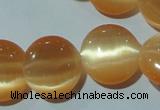 CCT516 15 inches 10mm flat round cats eye beads wholesale