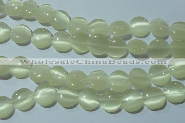 CCT541 15 inches 12mm flat round cats eye beads wholesale