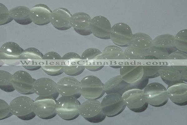 CCT570 15 inches 14mm flat round cats eye beads wholesale