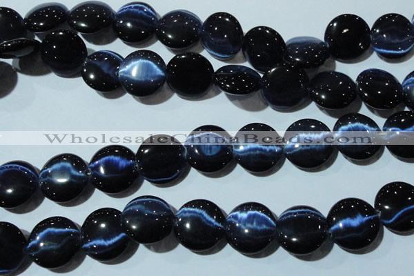 CCT582 15 inches 14mm flat round cats eye beads wholesale