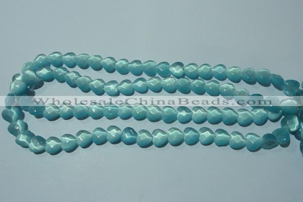 CCT963 15 inches 10*10mm faceted heart cats eye beads wholesale