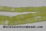 CCU03 15.5 inches 4*4mm cube olive jade beads wholesale