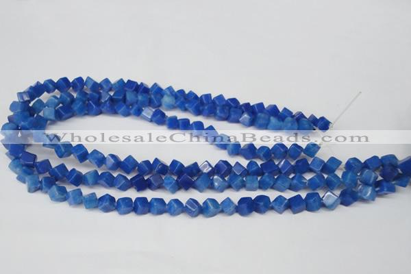 CCU101 15.5 inches 6*6mm cube dyed white jade beads wholesale