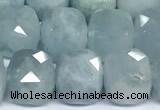 CCU1049 15 inches 8mm faceted cube aquamarine beads