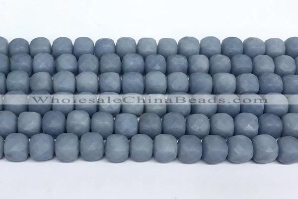 CCU1052 15 inches 8mm faceted cube blue angel skin beads