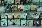 CCU1271 15 inches 4mm faceted cube African turquoise beads