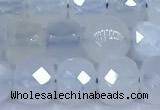 CCU1272 15 inches 6mm - 7mm faceted cube blue chalcedony beads