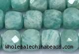 CCU1277 15 inches 6mm - 7mm faceted cube amazonite beads