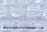 CCU1300 15 inches 9mm - 10mm faceted cube white crystal beads