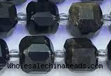 CCU1307 15 inches 9mm - 10mm faceted cube golden obsidian beads