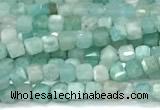 CCU1322 15 inches 2.5mm faceted cube amazonite beads