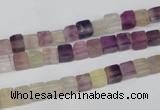 CCU23 15.5 inches 5*5mm cube rainbow fluorite beads wholesale